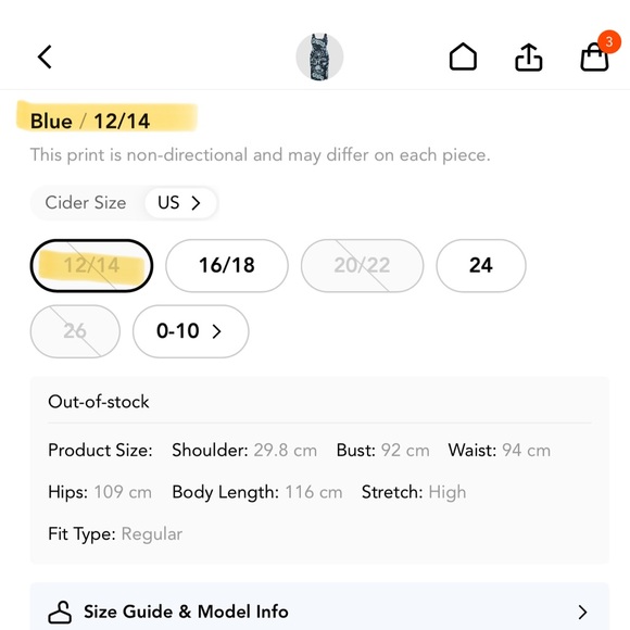 Plus 12-14 blue print stretchy dress - Picture 2 of 6